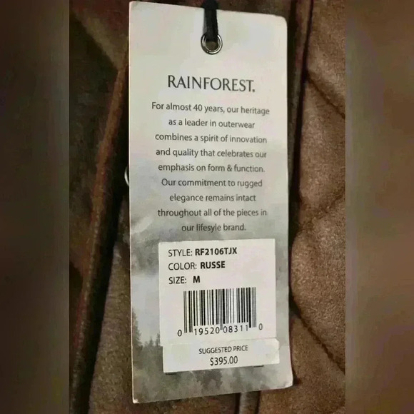 NWT RAINFOREST Brown Tan Faux Quilted  Diamond Suede Hooded Car Coat 40R Medium - Picture 12 of 12
